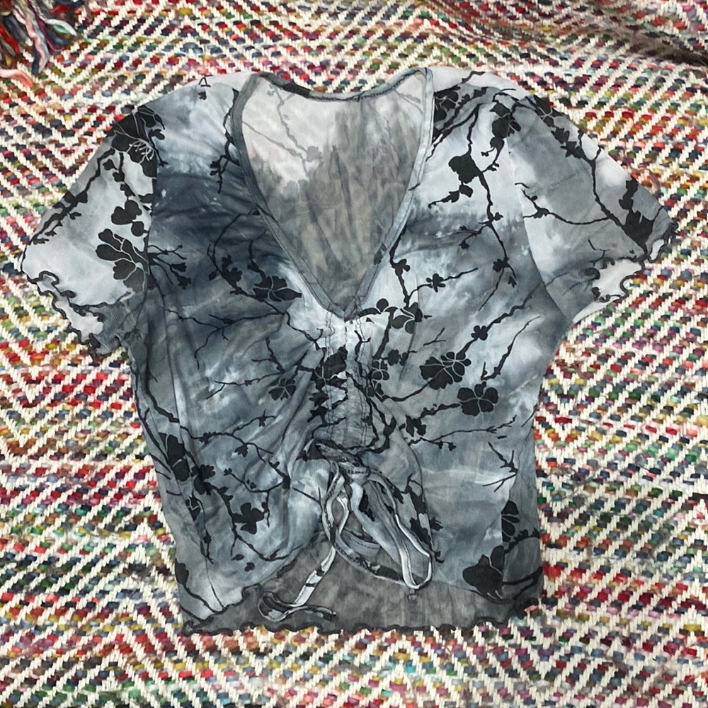 Ruched Sheer Floral Top